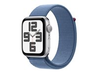 Apple Watch SE (GPS) - 2. generasjon - 44 mm - sølvaluminium - smartklokke med sportssløyfe - vevet nylon - vinterblå - håndleddstørrelse: 145-220 mm - 32 GB - Wi-Fi, Bluetooth - 32.9 g MREF3DH/A