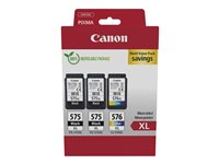 Canon PG-575XLx2/CL-576XL Multipack - 3-pack - Høy ytelse - svart, farge (cyan, magenta, gul) - original - hengeboks - blekkpatron - for PIXMA TR4750i, TR4751i, TS3550i, TS3551i 5437C004