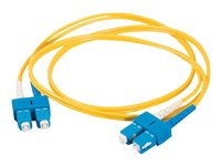 C2G SC-SC 9/125 OS1 Duplex Singlemode PVC Fiber Optic Cable (LSZH) - Koblingskabel - SC-enkeltmodus (hann) til SC-enkeltmodus (hann) - 10 m - fiberoptisk - dupleks - 9 / 125 micron - OS1 - halogenfri - gul 85573