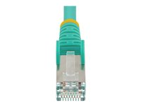 StarTech.com 50cm CAT6a Ethernet Cable - Aqua - Low Smoke Zero Halogen (LSZH) - 10GbE 500MHz 100W PoE++ Snagless RJ-45 w/Strain Reliefs S/FTP Network Patch Cord - Koblingskabel - RJ-45 (hann) til RJ-45 (hann) - 50 cm - S/FTP - CAT 6a - IEEE 802.3bt - uten hindringer, flertrådet, formstøpt, halogenfri - akvamarin NLAQ-50C-CAT6A-PATCH