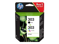 HP 303 - 2-pack - pigmentert svart, farge (cyan, magenta, gul) - original - blekkpatron - for ENVY Photo 62XX, Photo 71XX, Photo 78XX; ENVY Inspire 72XX, 79XX 3YM92AE#301
