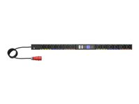 Eaton G4 - Strømfordelerenhet (kan monteres i rack) - 16A, switched - AC 240/415 V - 11 kW - 3-faset - Ethernet 10/100/1000, serial - inngang: IEC 60309 16A - utgangskontakter: 24 (12 x IEC 60320 C13, 12 x IEC 60320 C39) - 0U - 3 m kabel - svart EVSWF316A