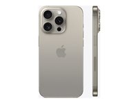 Apple iPhone 15 Pro - 5G smartphone - dobbelt-SIM / Internminne 256 GB - OLED-display - 6.1" - 2556 x 1179 piksler (120 Hz) - 3x bakkamera 48 MP, 12 MP, 12 MP - front camera 12 MP - naturlig titan MTV53QN/A