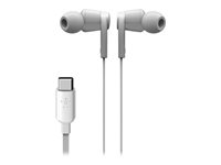 Belkin ROCKSTAR - Ørepropper med mikrofon - i øret - kablet - USB-C - lydisolerende - hvit G3H0002BTWHT