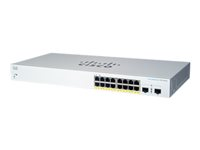Cisco Business 220 Series CBS220-16P-2G - Switch - smart - 16 x 10/100/1000 (PoE+) + 2 x Gigabit SFP (opplink) - rackmonterbar - PoE+ (130 W) - gjenfabrikert CBS220-16P-2GUK-RF