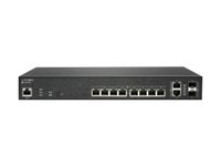 SonicWall Switch SWS12-10FPOE - Switch - Styrt - 10 x 10/100/1000 (PoE+) + 2 x Gigabit SFP - stasjonær - PoE+ (130 W) - med 1-års 24x7-støtte 02-SSC-8370