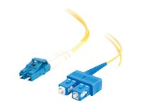 C2G LC-SC 9/125 OS1 Duplex Singlemode PVC Fiber Optic Cable (LSZH) - Koblingskabel - SC-enkeltmodus (hann) til LC-enkeltmodus (hann) - 1 m - fiberoptisk - dupleks - 9 / 125 micron - OS1 - halogenfri - gul 85586