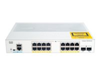 Cisco Catalyst 1000-16FP-2G-L - Switch - Styrt - 16 x 10/100/1000 (PoE+) + 2 x Gigabit SFP (opplink) - rackmonterbar - PoE+ (240 W) C1000-16FP-2G-L