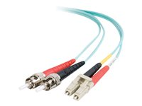 C2G LC-ST 10Gb 50/125 OM3 Duplex Multimode PVC Fiber Optic Cable (LSZH) - Nettverkskabel - ST flermodus (hann) til LC multimodus (hann) - 3 m - 3 m - fiberoptisk - dupleks - 50 / 125 mikroner - OM3 - halogenfri - akvamarin 85542