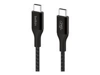 Belkin BoostCharge - USB-kabel - 24 pin USB-C (hann) til 24 pin USB-C (hann) - USB 2.0 - 1 m - opp til 240 W strømforsyningsstøtte - svart CAB015BT1MBK