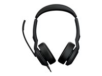 Jabra Evolve2 50 UC Stereo - Hodesett - on-ear - Bluetooth - kablet - aktiv støydemping - USB-A - svart - Zoom Certified, Cisco Webex Certified, Optimert for UC, Optimert for Google Meet, Optimized for Microsoft Teams, Alcatel-Lucent Certified, Avaya Certified, Unify Certified, Amazon Chime Certified 25089-989-999