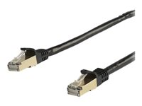 StarTech.com 5m CAT6A Ethernet Cable, 10 Gigabit Shielded Snagless RJ45 100W PoE Patch Cord, CAT 6A 10GbE STP Network Cable w/Strain Relief, Black, Fluke Tested/UL Certified Wiring/TIA - Category 6A - 26AWG (6ASPAT5MBK) - Koblingskabel - RJ-45 (hann) til RJ-45 (hann) - 5 m - STP - CAT 6a - formstøpt, uten hindringer - svart 6ASPAT5MBK