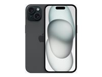 Apple iPhone 15 - 5G smartphone - dobbelt-SIM / Internminne 256 GB - OLED-display - 6.1" - 2556 x 1179 piksler - 2x bakkameraer 48 MP, 12 MP - front camera 12 MP - svart MTP63QN/A