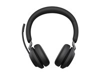Jabra Evolve2 65 UC Stereo - Hodesett - on-ear - Bluetooth - trådløs - USB-C - lydisolerende - svart - med ladestativ 26599-989-889
