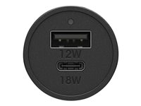 OtterBox Premium - Bilstrømadapter - PD 3.0, USB BC 1.2 - 2 utgangskontakter (USB, 24 pin USB-C) - svart glimt 78-52545