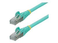 StarTech.com 10m CAT6a Ethernet Cable - Aqua - Low Smoke Zero Halogen (LSZH) - 10GbE 500MHz 100W PoE++ Snagless RJ-45 w/Strain Reliefs S/FTP Network Patch Cord - Koblingskabel - RJ-45 (hann) til RJ-45 (hann) - 10 m - S/FTP - CAT 6a - IEEE 802.3bt - uten hindringer, flertrådet, formstøpt, halogenfri - akvamarin NLAQ-10M-CAT6A-PATCH