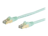 StarTech.com 5m CAT6A Ethernet Cable, 10 Gigabit Shielded Snagless RJ45 100W PoE Patch Cord, CAT 6A 10GbE STP Network Cable w/Strain Relief, Aqua, Fluke Tested/UL Certified Wiring/TIA - Category 6A - 26AWG (6ASPAT5MAQ) - Koblingskabel - RJ-45 (hann) til RJ-45 (hann) - 5 m - STP - CAT 6a - formstøpt, uten hindringer - akvamarin 6ASPAT5MAQ
